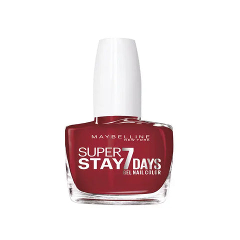 Maybelline Superstay 7 Days Gel Nail Color in Deep Red, with glossy, long-lasting finish on well-manicured nails.