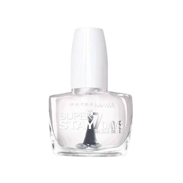 Maybelline Superstay 7 Days Gel Nail Color in shade 025 Cristal Clear, with a clear gel nail polish on natural nails.