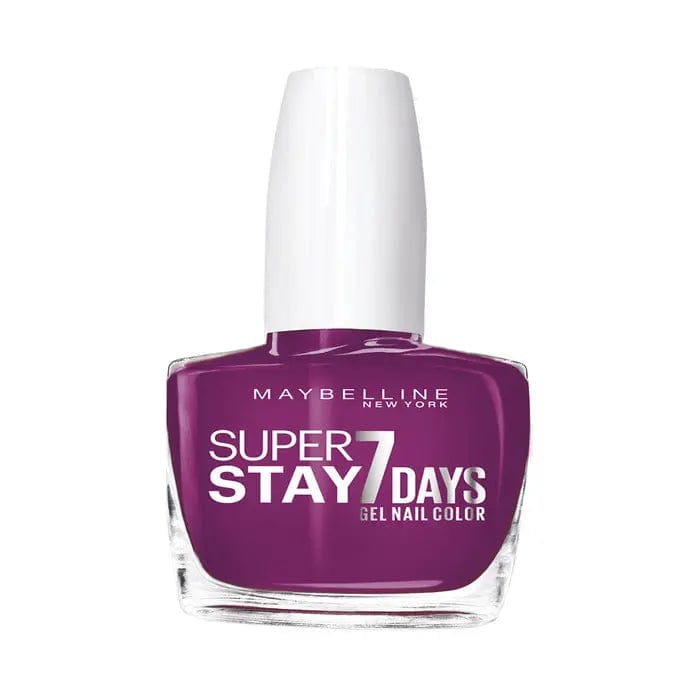 Maybelline Superstay 7 Days Gel Nail Color in shade 230 Berry Stain, showing vibrant, glossy pink nail polish on well-manicured nails.
