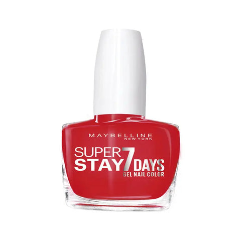 Maybelline Superstay 7 Days Gel Nail Color in Rose Salsa, vibrant pink nail polish on well-manicured nails.