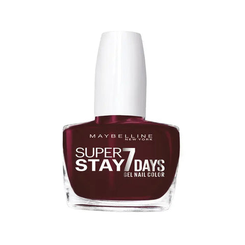 Maybelline Superstay 7 Days Gel Nail Color in 501 Cherry Sin displayed on neatly manicured nails with a glossy finish.