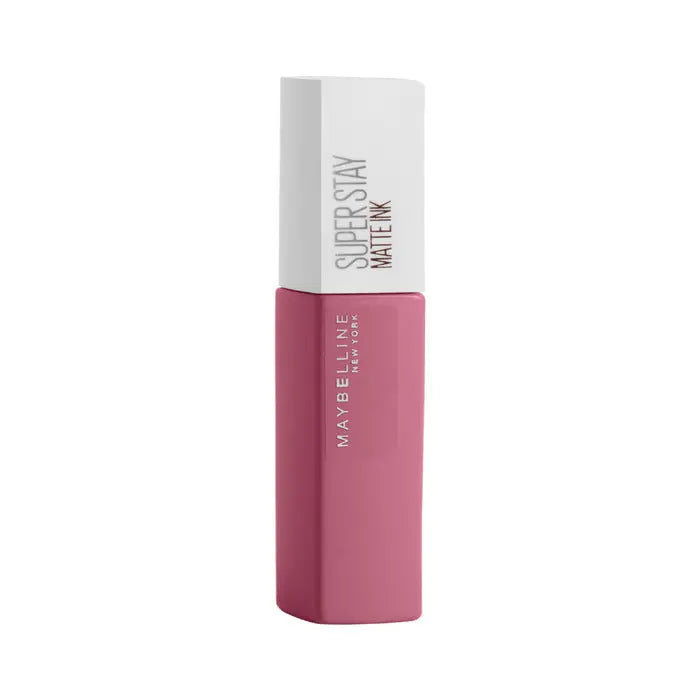 Maybelline Superstay Matte Ink City Edition 125 Inspirer pink liquid lipstick in 5ml tube, displayed with brand packaging.