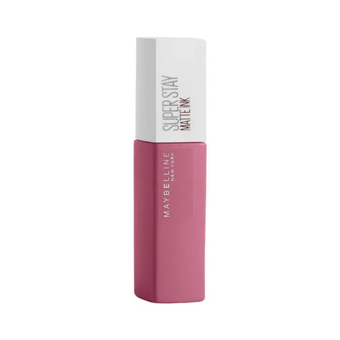 Maybelline Superstay Matte Ink City Edition 125 Inspirer pink liquid lipstick in 5ml tube, displayed with brand packaging.