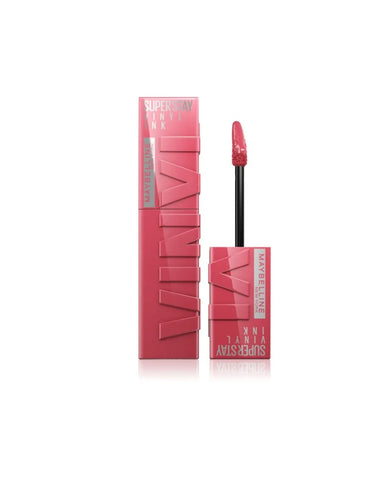 Maybelline Superstay Vinyl Ink Liquid Lipstick in shade 160 Sultry, 4.2ml, with a glossy, vibrant lipstick swatch.