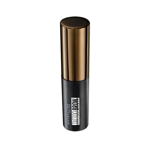 Maybelline Tattoo Brow Easy Peel Off Tint in Medium Brown, featuring a brow tint product with applicator and tinted brow results.