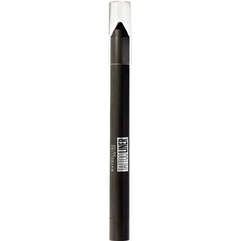 Maybelline Tattoo Liner Gel Pencil in Deep Onyx, black eyeliner pencil with precise tip, displayed on a neutral background.
