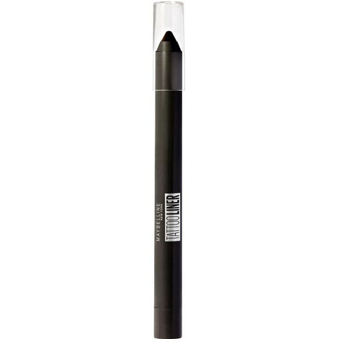 Maybelline Tattoo Liner Gel Pencil in Deep Onyx, black eyeliner with gel pencil texture, displayed with its packaging.