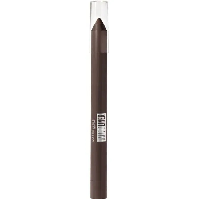 Maybelline Tattoo Liner Gel Pencil in 910 Bold Brown with Jag Couture London branding, shown with the pencil and product packaging.