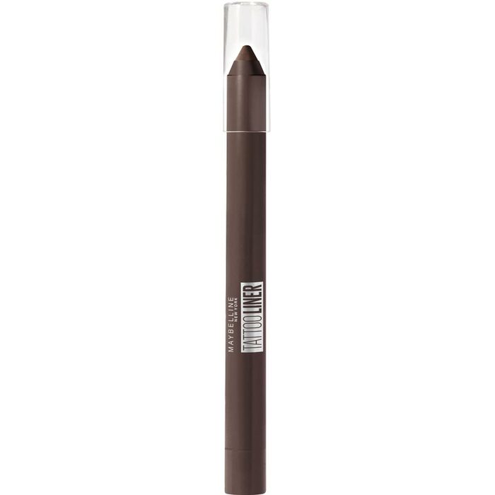 Maybelline Tattoo Liner Gel Pencil 910 Bold Brown by Jag Couture London and New York, shown in a close-up of the brown eyeliner pencil.