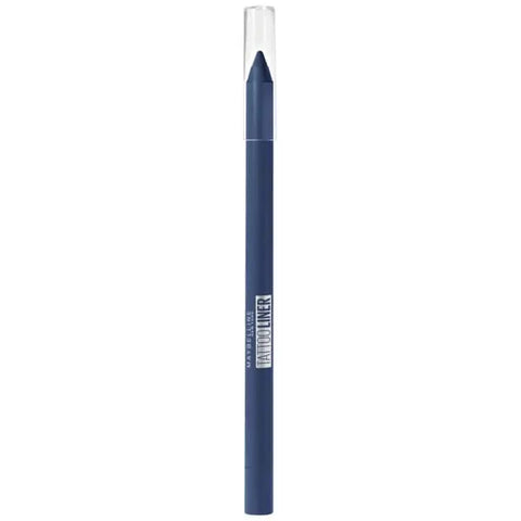 Maybelline Tattoo Liner Gel Pencil in Deep Teal, black and teal eyeliner pencil with a sharpened tip, displayed on a white background.