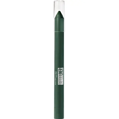 Maybelline Tattoo Liner Gel Pencil 932 Intense Green with sharp tip and vibrant green color, displayed on a neutral background.