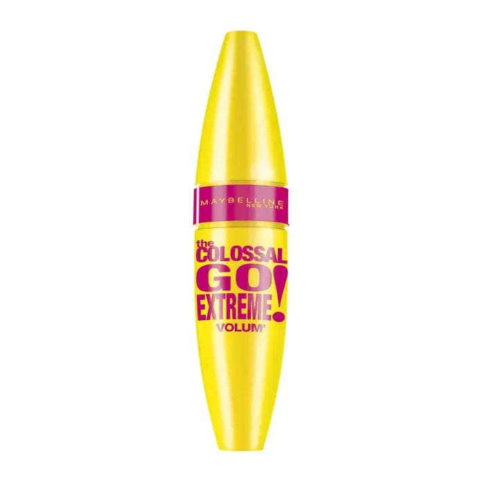 Maybelline The Colossal Go Extreme Mascara in black, 9.5ml, displayed with a sleek mascara tube and wand for bold lash volume.