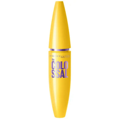 Maybelline The Colossal Volume Express Mascara in black, shown on a model's eyelashes, enhancing volume and definition.