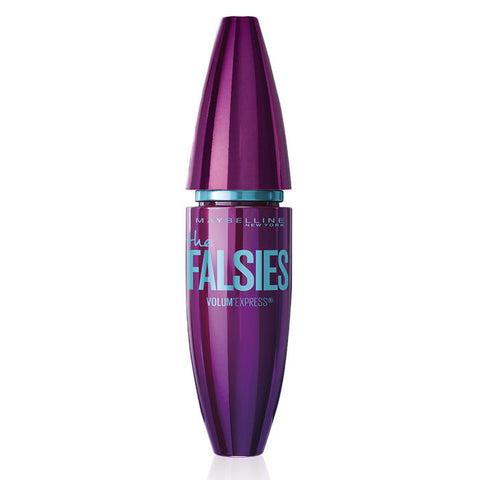 Maybelline The Falsies Mascara in Very Black, 9ml, with a sleek black tube and brush for volumizing eyelash enhancement.