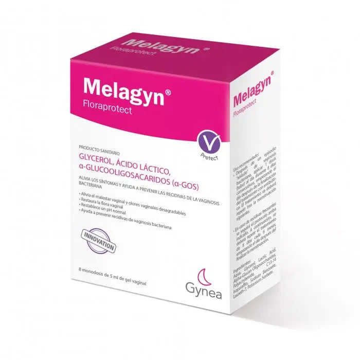Jag Couture London New York Melagyn Floraprotect 8 single 5ml dose tubes, feminine health product with protective formula.