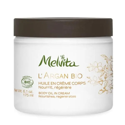 Melvita Argan Bio Body Oil in 175ml bottle, natural skincare product with nourishing argan oil, by Jag Couture London New York.