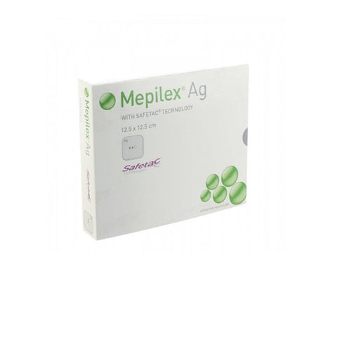 Mepilex Ag wound dressings by Jag Couture London New York, 12.5x12.5 cm, 5 pack, sterile foam dressings with antimicrobial silver