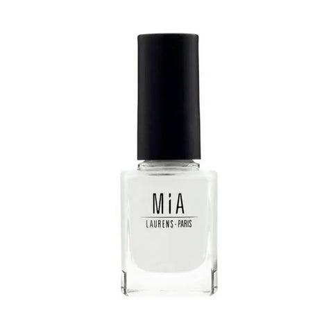 Jag Couture London New York Mía Cosmetics Cotton White nail polish bottle with white cap and clear glass showing the white nail color.