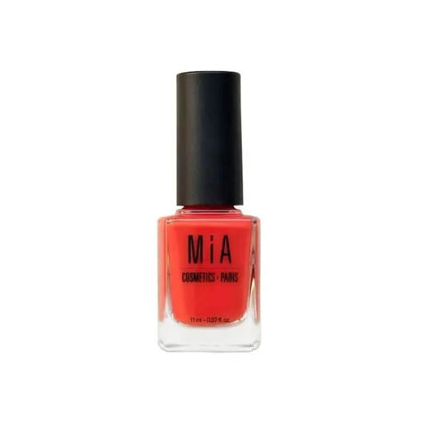Mía Cosmetics Orange Clay nail polish by Jag Couture London - New York, close-up of the vibrant orange nail polish bottle.