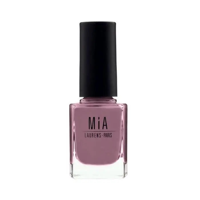 Jag Couture London - New York Mía Cosmetics Rosewood nail polish bottle with pinkish-brown shade and sleek packaging.