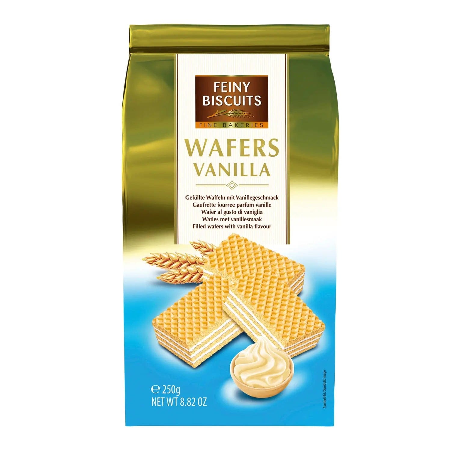 Jag Couture London-New York Mignon wafers with vanilla cream filling in sachet bag, ready to enjoy as a sweet snack.