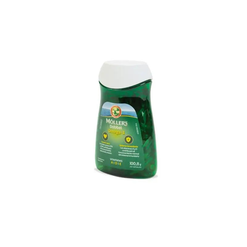 Moller’s Dobbel’s Omega 3 capsules by Jag Couture London – New York, 112 softgel capsules for health and wellness.