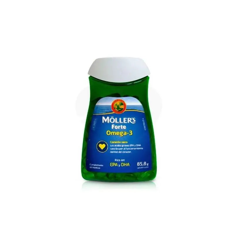 Moller’s Forte Omega 3 supplement capsules by Jag Couture London and New York, showing 60 softgel capsules in the bottle.