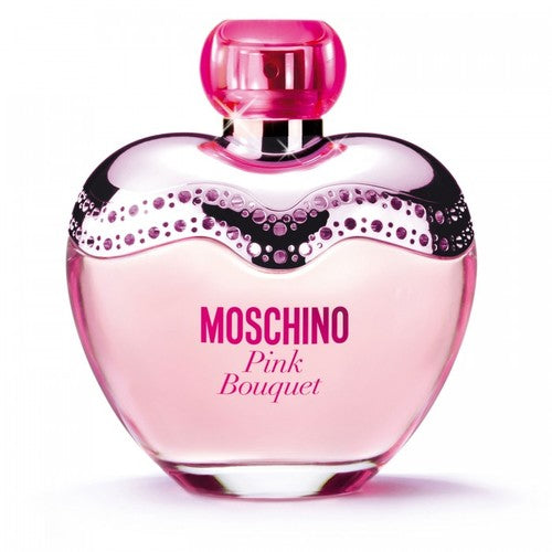 Moschino Pink Bouquet Eau de Toilette spray in 50ml bottle, featuring pink floral design and elegant packaging.