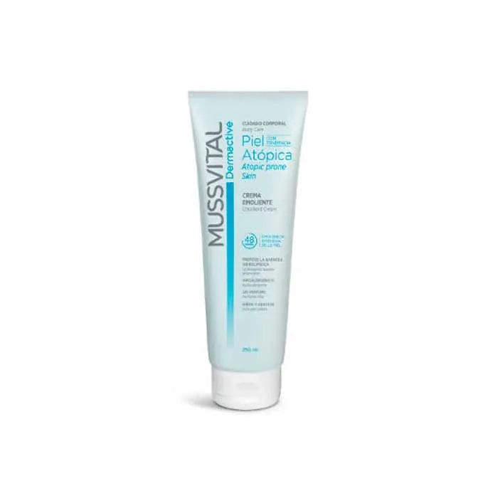 Jag Couture London Mussvital Atopic Body Cream 250ml jar, smooth texture, and moisturizing formula for sensitive skin.