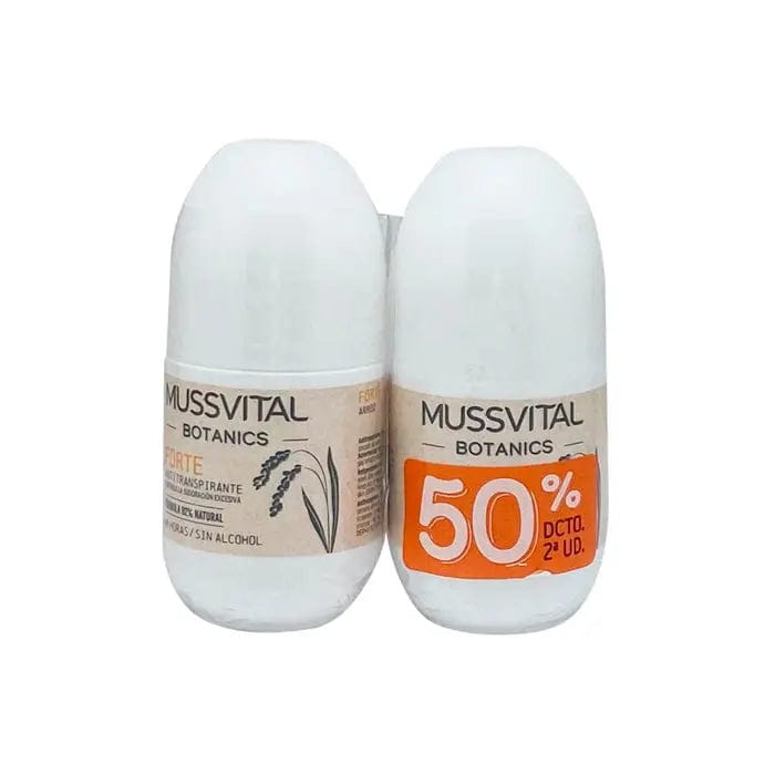 Two units of Mussvital Botanics Deo Forte 75ml set, natural deodorant by Jag Couture London - New York, shown in the image.