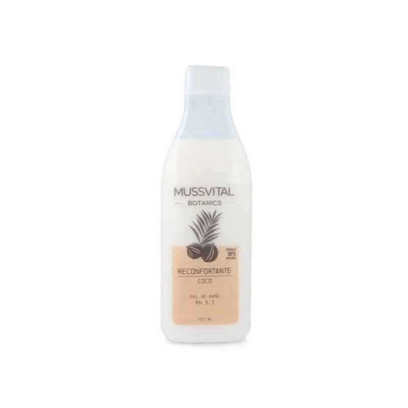 Jag Couture London Mussvital Coconut Bath Gel, 750ml bottle with tropical coconut scent and gentle cleansing formula.