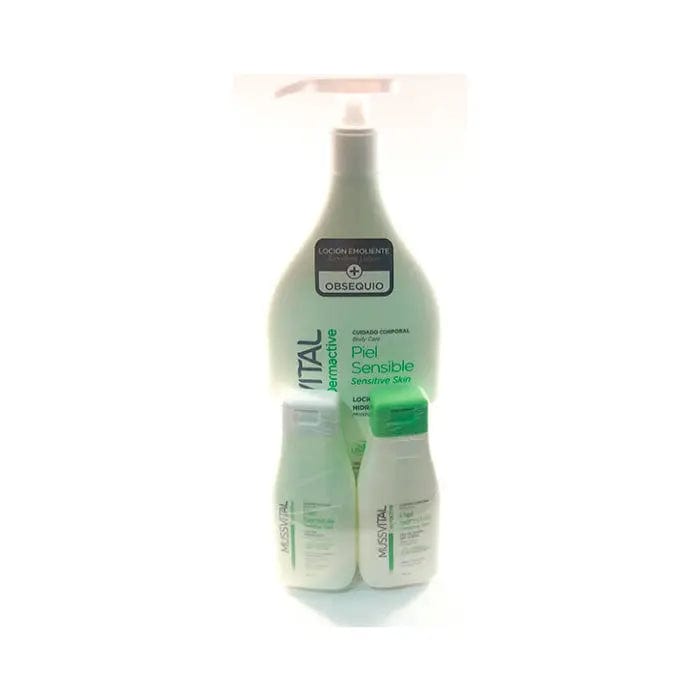 Set of three Mussvital Dermactive Moisturising Lotions for sensitive skin in 1000ml bottles, by Jag Couture London New York.