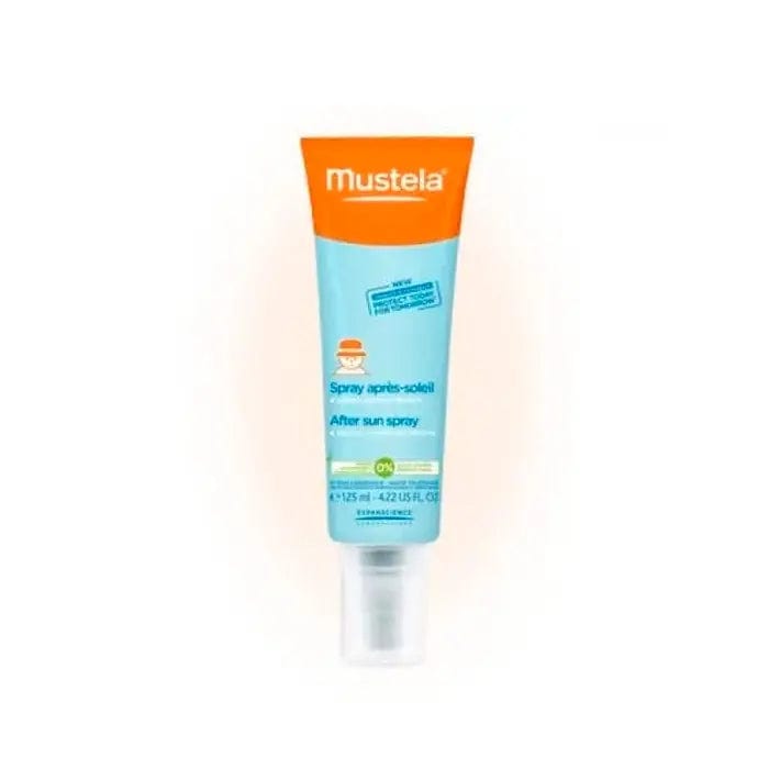 Mustela After Sun Moisturizing Spray by Jag Couture London, 125ml, refreshing and soothing sun care product with spray bottle.