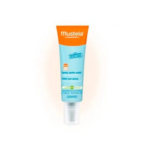 Mustela After Sun Moisturizing Spray by Jag Couture London, 125ml, refreshing and soothing sun care product with spray bottle.