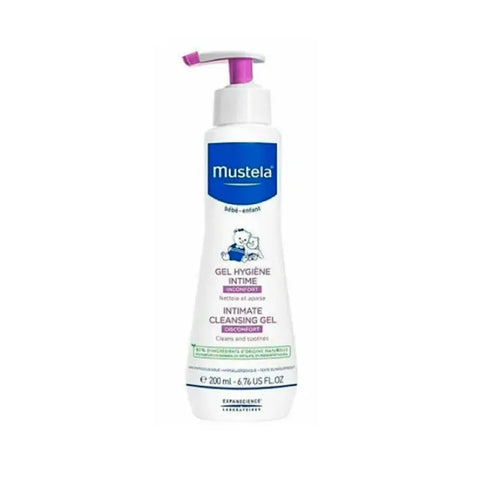 Mustela Baby Intimate Cleansing Gel, 200ml bottle from Jag Couture London New York, with gentle formula for baby's delicate skin.