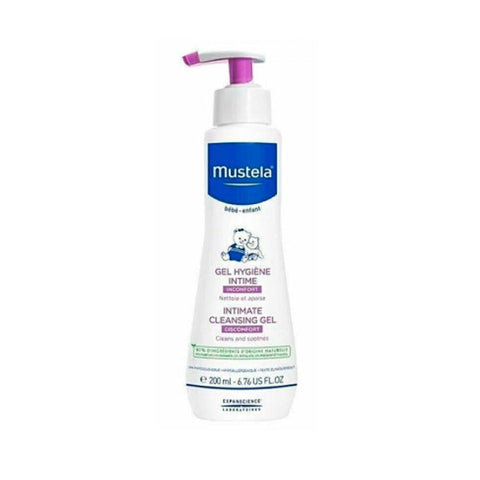 Mustela Baby Intimate Cleansing Gel in 200ml bottle, gentle, dermatologist-tested baby hygiene product from Jag Couture London New York