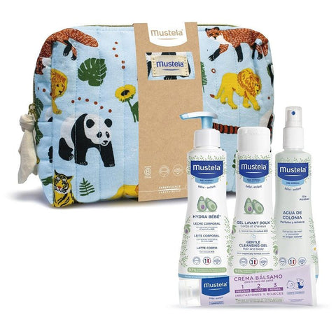 Mustela Jungle Baby Toilet Bag Set 5 Pieces by Jag Couture London featuring colorful, compact toiletry bag and accessories for infants