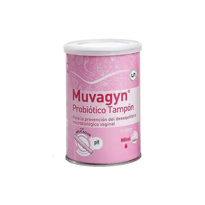 Muvagyn Probiotic Buffer Mini 9U supplement from Jag Couture London New York, showing the product packaging and label.
