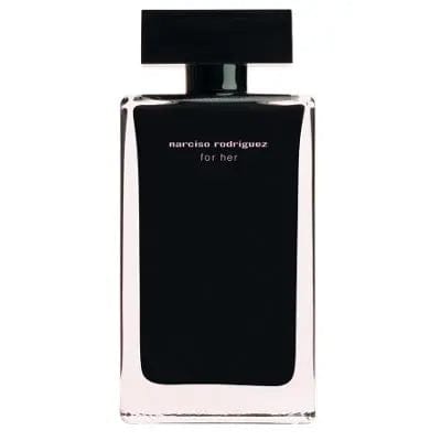 Narciso Rodriguez For Her Eau De Toilette spray 100ml, featuring elegant packaging and sleek glass bottle.