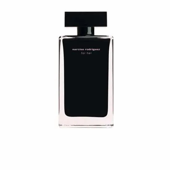 Narciso Rodriguez For Her Eau De Toilette spray 150ml bottle, elegant design, with floral and musky fragrance notes.