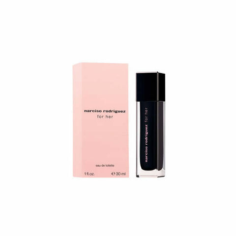 Narciso Rodriguez For Her Eau De Toilette spray 30ml by Jag Couture London, featuring the elegant perfume bottle on a neutral background.