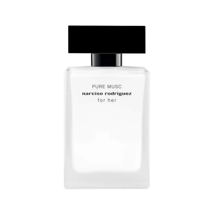 Narciso Rodriguez For Her Pure Musc Eau De Perfume spray 50ml bottle, elegant fragrance for women, on a neutral background.