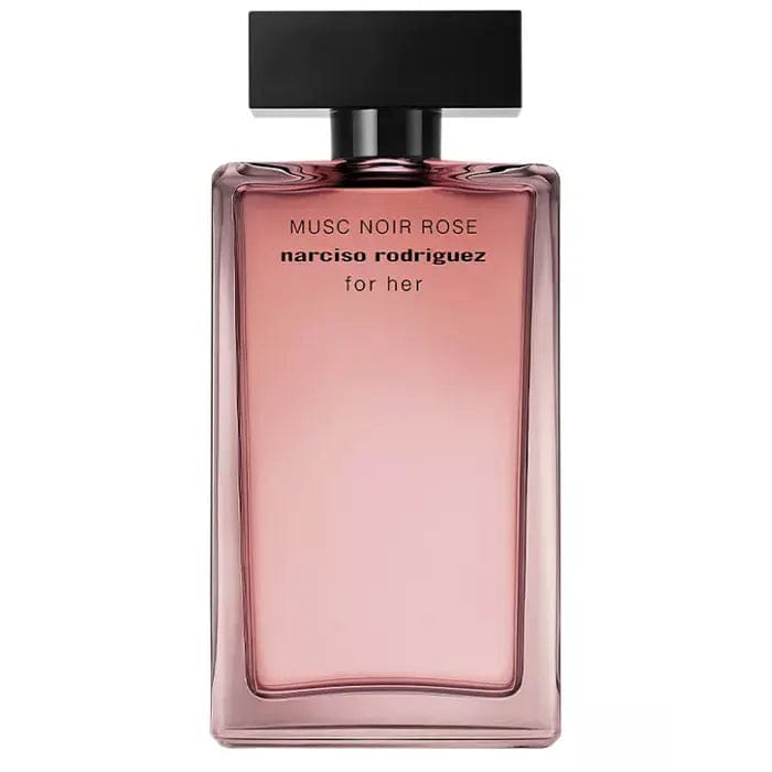 Narciso Rodriguez Musc Noir Rose Eau de Parfum spray 100ml, featuring elegant bottle with black and rose accents.
