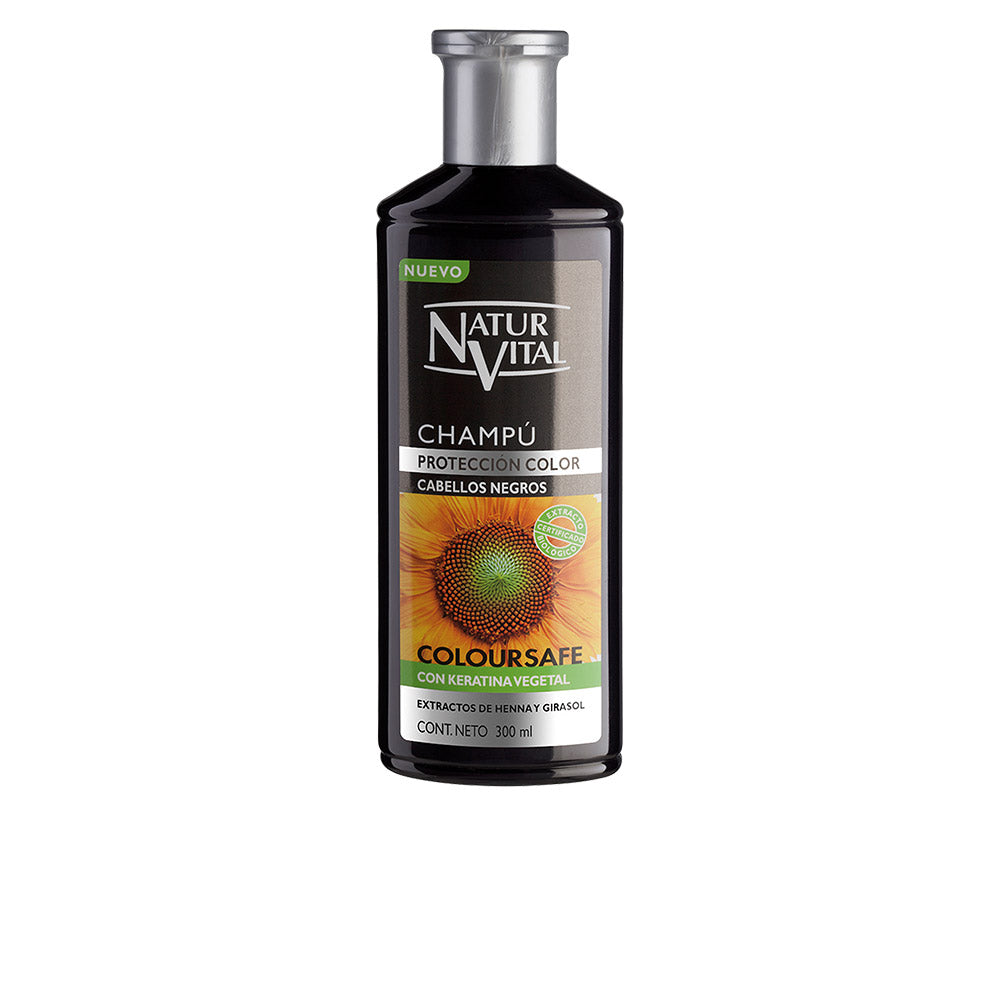 Jag Couture London Naturaleza Y Vida Colorsafe Shampoo Black 300ml bottle with black and colorful label for color-treated hair.