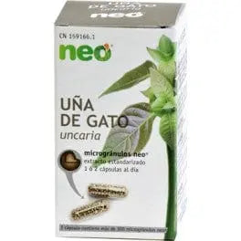 Jar of Neo Cat’s Claw Microgranules capsules by Jag Couture London - New York, with a label showing 45 capsules and product details.