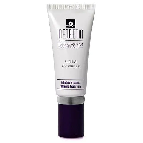 Neoretin Discrom Control Serum Booster Fluid in 30ml bottle, from Jag Couture London New York, for skin brightening and dark spot reduction.
