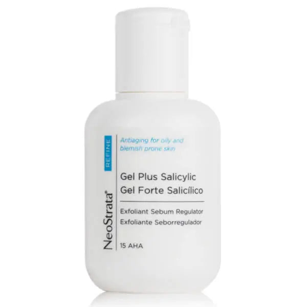 Neostrata Refine Gel Plus with salicylic acid and AHA, 100ml, featuring clear gel in a sleek container, ideal for skin exfoliation.
