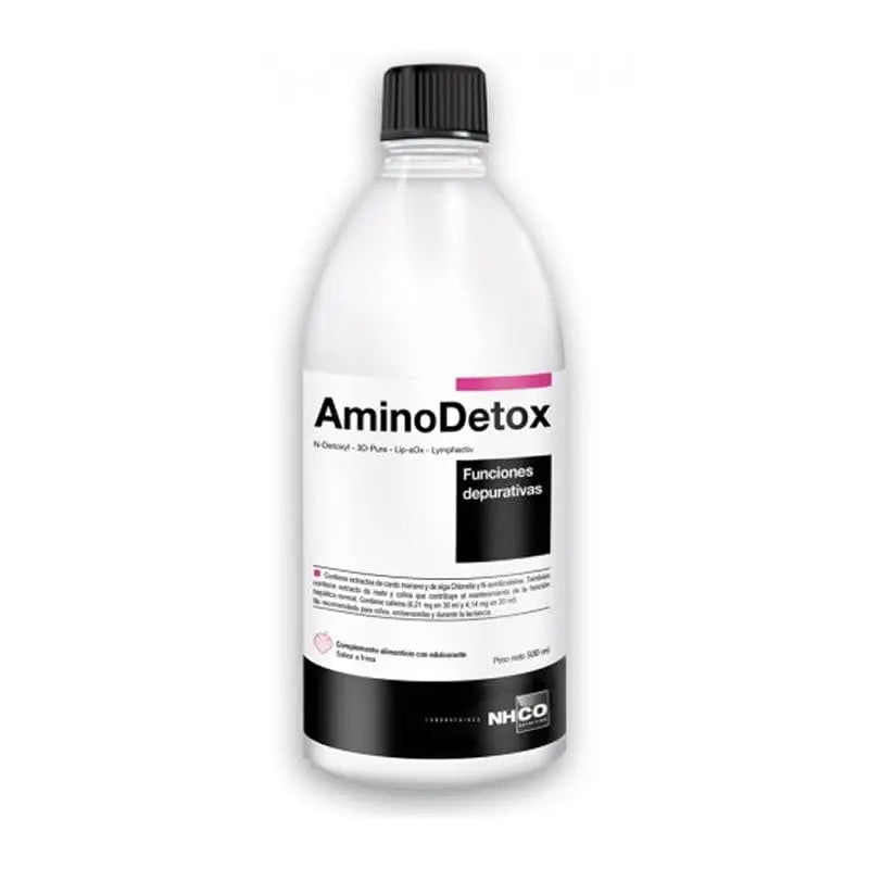 Jag Couture London - New York Nhco Aminodetox 500ml bottle with label and cap, showcasing the detox supplement product.
