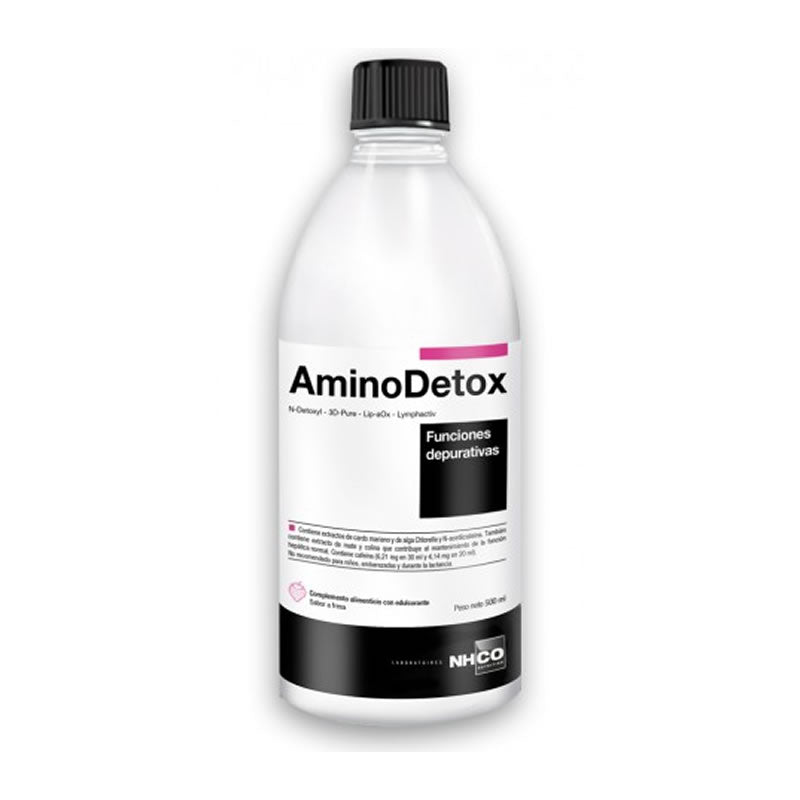 Jag Couture London New York NHCO AminoDetox 500ml bottle with clear label and sleek design on a white background.