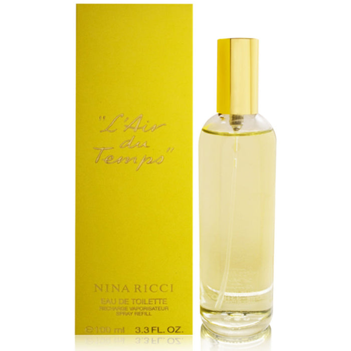 Nina Ricci L'Air Du Temps Eau De Toilette spray 100ml refill with floral design and elegant packaging.
